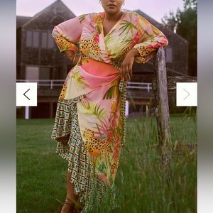 Farm Rio for Anthropologie Tropical Wrap Maxi Dress Plus 3x